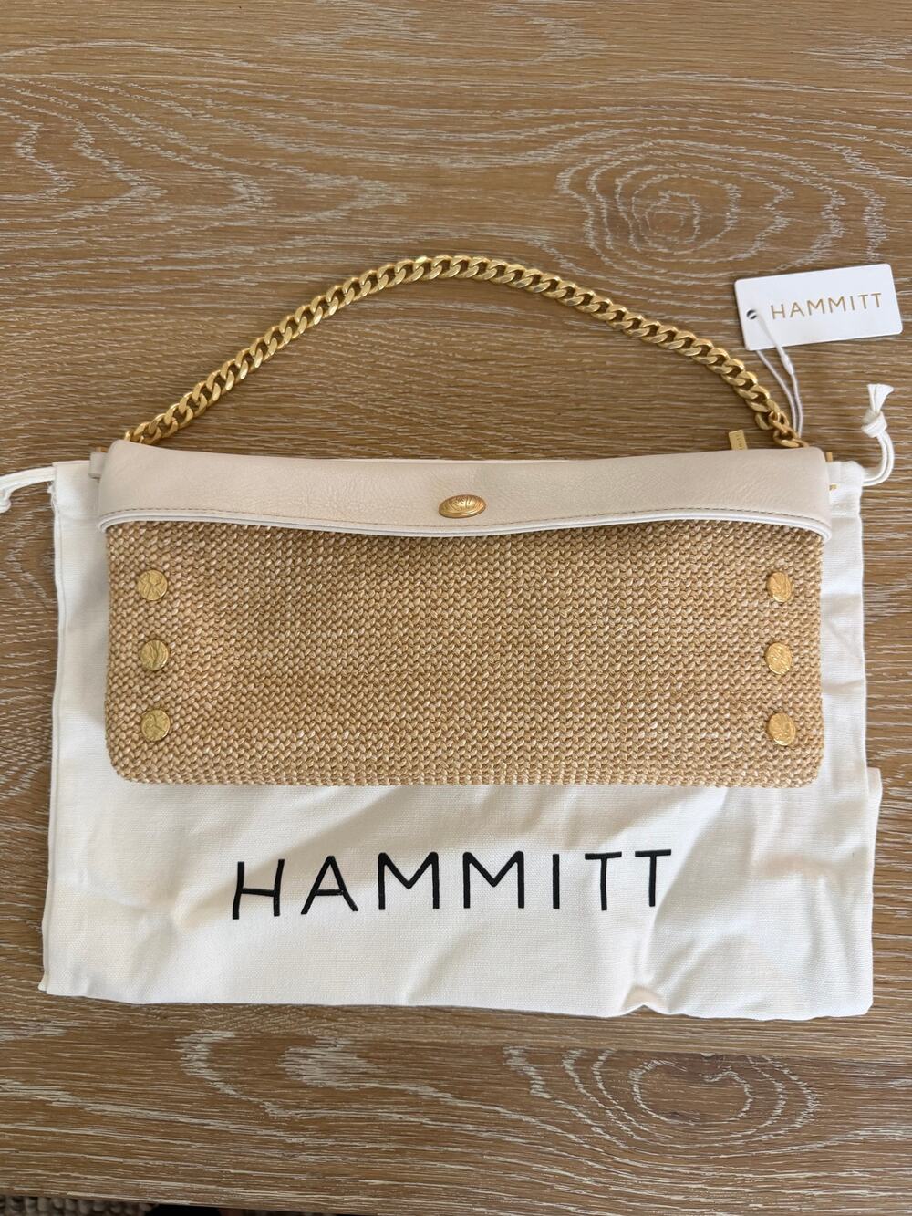 Hammitt NEW Invitation Clutch Calla Lily White, Raffia
